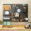 Punch-free household hole board wall dormitory kitchen bathroom wall storage rack shelves wall hanging storage hook rack
