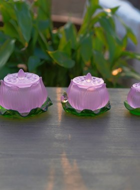 古法琉璃居花净水杯色水杯粉供水杯荷叶水杯家莲客厅佛前摆件