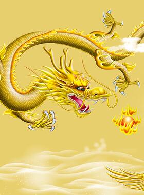 龙凤呈祥卷轴画办公室客厅丝绸画横幅龙飞凤舞挂画龙凤戏珠招财画
