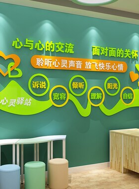 心理咨询室布置心灵驿站健康墙贴医院许心愿树形纸画文化辅导挂图