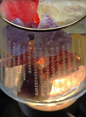 大吉祥天昙水晶香薰灯坛悉女梵文雕尼大吉祥陀罗刻法供养饶益财