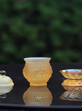 琉具圣炉佛璃套装摆件家用佛堂供奉香莲净水杯供杯花瓶供盘用品