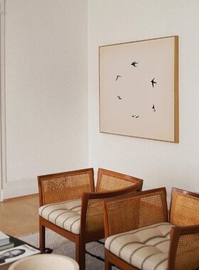 现代极简艺术装饰画抽象飞鸟正方形画客厅沙发背景墙餐厅卧室挂画