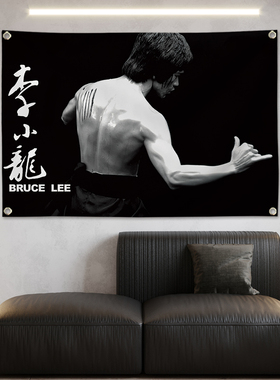 可定制电影怀旧李小龙墙饰健身拳道拳馆武术墙饰挂画客厅装饰挂布