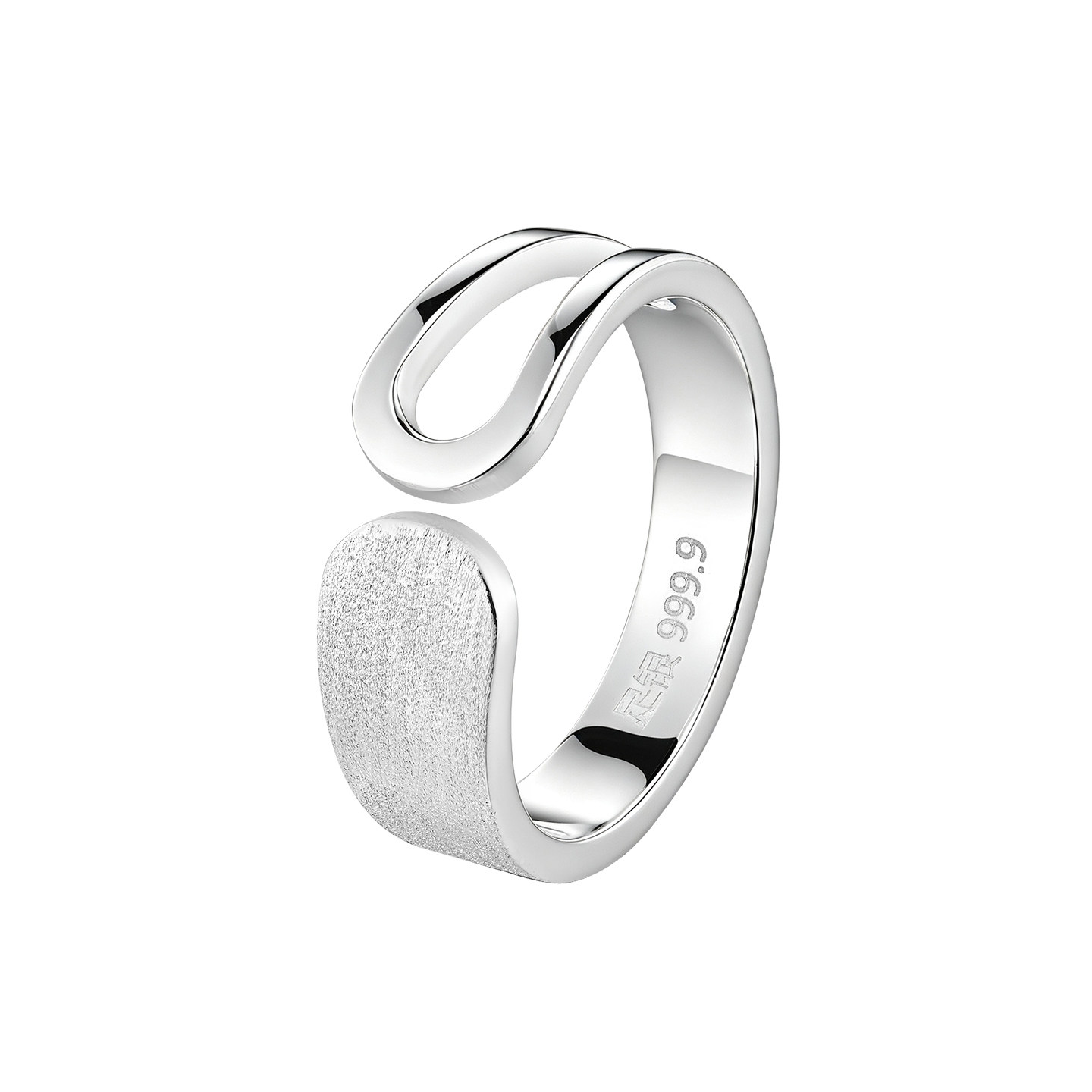 Bracelet Master Half Window Pure Silver 9999 Pure Silver Ring for Women Simple, Versatile, Fashionable and High-end Gift Geometric Silver Ring