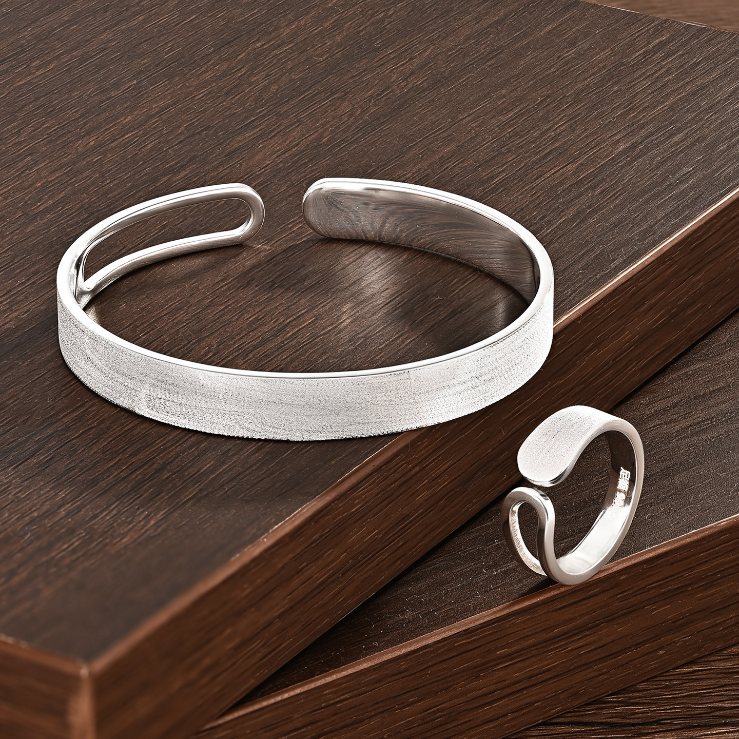 Bracelet Master Half Window Pure Silver 9999 Pure Silver Ring for Women Simple, Versatile, Fashionable and High-end Gift Geometric Silver Ring