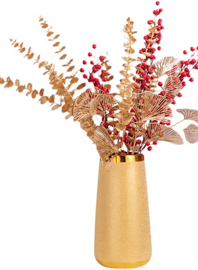 樾立陶瓷花瓶套装摆件新年喜庆乔迁结婚客厅发财果银柳插花器水养