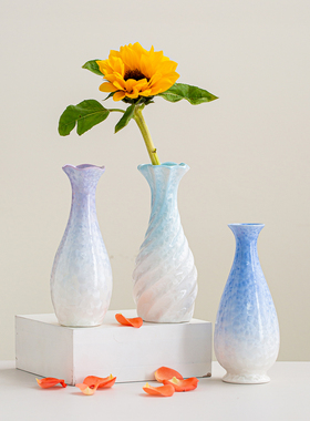 结晶釉陶瓷花瓶奶油风高颜值氛围感插花水培客厅桌面家居软装摆件