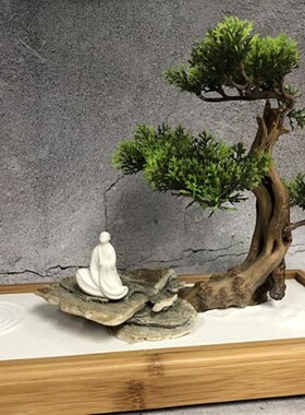 中式微景观摆件禅灵璧石山书玄关装饰 居室脉房 意情景沙盘盆景
