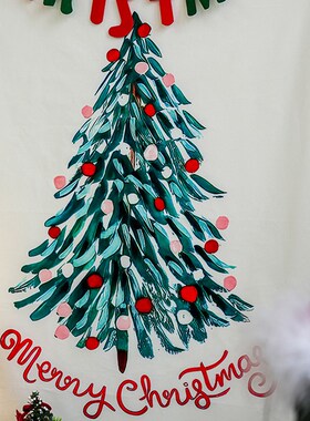 ins韩风圣诞树背景布圣诞节装饰品christmas装饰场景布置挂布墙布