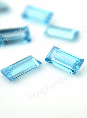 长方形直角车平蓝锆绿色坦桑海蓝锆石裸石手表散钻戒指补配石DIY