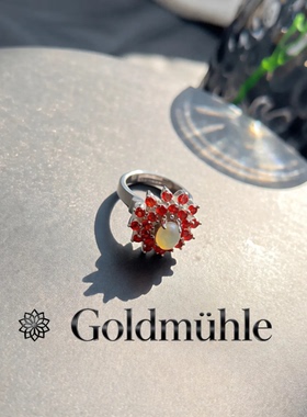 Goldmühle欧泊石花型S925银指环