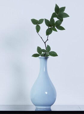 汝山明玉壶春花瓶汝窑插花陶瓷花瓶摆件客厅插花汝瓷花瓶高级感