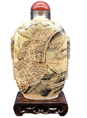 诚信内画鼻烟壶水晶雕刻兽头纯手绘收藏家居摆件商务手工工艺礼品