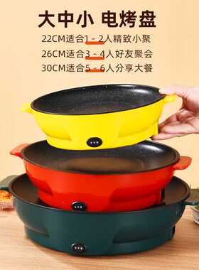 外卖烤肉套餐家用圆形烧烤煎肉一体锅烤肉电烤炉多功能电烤盘