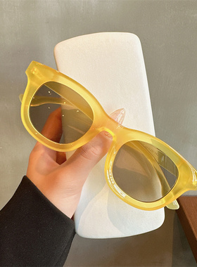 圆形多巴胺墨镜街拍穿搭防紫外线