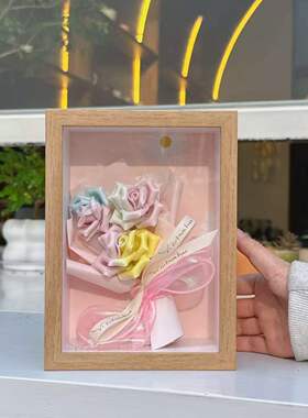 情人节相框花束仿真玫瑰花束创意玫瑰花礼物花束家居花束摆件批发