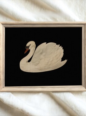 White Butterfly White Swan Animal Canvas Dark Moody Poster