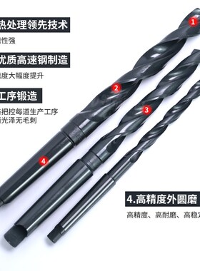 河一工锥柄麻花钻莫氏磁力钻HSS钻床锥钻锥柄钻扁尾钻高速钢钻头