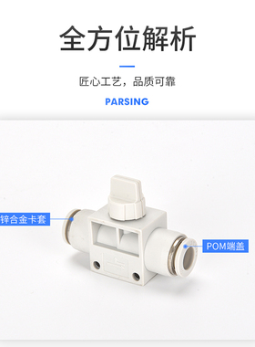 白色气动接头气管快速快插手阀开关阀HVFF-04-06-08-10-12手动阀