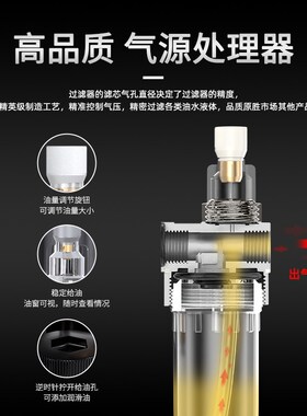 油水分离器空气过滤器带自动排水三联件空压机气水干燥气源处理器
