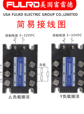 美国富雷德三相固态继电器60A FDR3A60D60 JGX3 032 3860Z FULRD