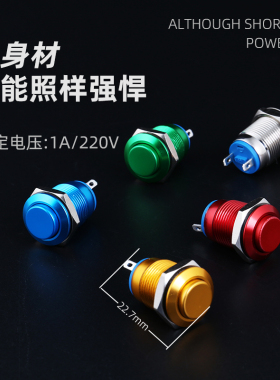 12mm平衡车启动常开自复位金属按钮高头防水小型电源控制开关24V
