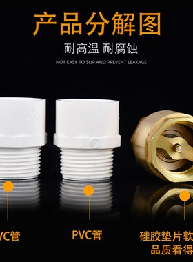 铜止回阀开关单向阀自来水管止水阀2025pvc管4分6分防倒流止回阀