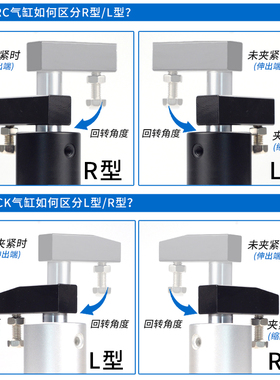 气动小型旋转气缸下压转角夹紧90/180度ACK SRC25/32/40/50/63L/R