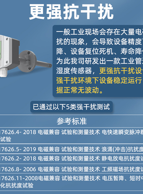 风管温湿度传感器工业高精度RS485显示管道空调出风口温度检测仪