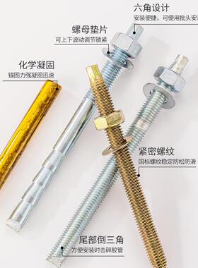 化学螺栓高强度化学锚栓化学膨胀螺丝8.8级M10M12M16M18M20M24M30