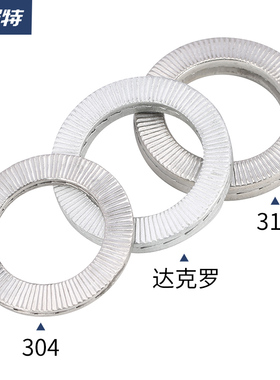 双叠自锁防松垫圈304不锈钢咬合式带齿防松防滑锁紧垫片DIN25201