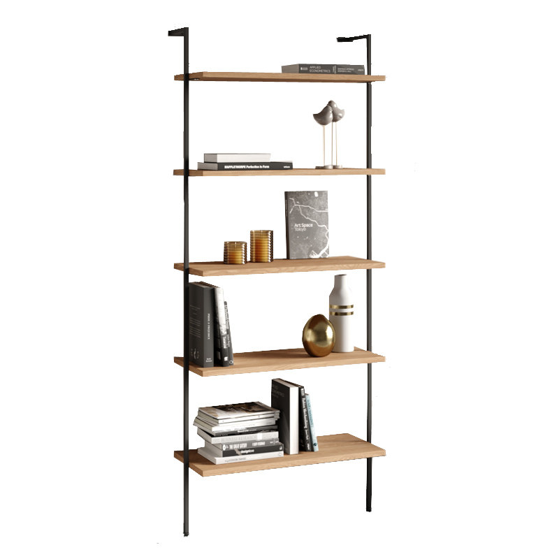 简约实木书架落地多层置物架铁艺收纳架墙上壁挂架办公室陈列书柜