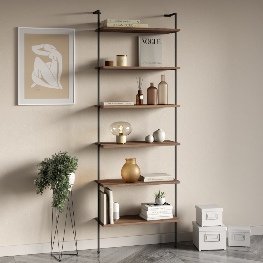 简约实木书架落地多层置物架铁艺收纳架墙上壁挂架办公室陈列书柜