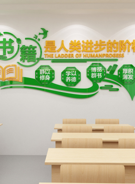 图书角布置装饰阅读览室墙面励志标语学校教室班级文化贴纸3d立体