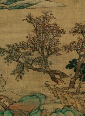 明沈周青绿山水轴挂轴卷轴山水画名家国画真迹复制品客厅装饰挂画
