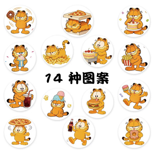 2000贴加菲猫卡通贴纸笔记本装饰贴奖励贴卡通可爱动画图案手机水杯行李箱装饰贴纸卷动漫个性标签贴画 - 图1