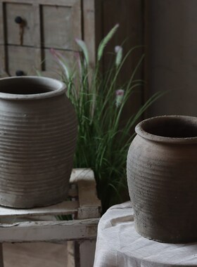 仿古土陶罐侘寂风陶罐摆件古陶非遗手作陶器民宿装饰复古陶罐花瓶