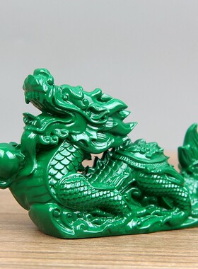 绿色木雕龙摆件实木龙木质十二生肖青色木龙工艺品招财龙吊坠摆件