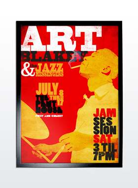 装饰有框挂画墙壁爵士音乐布鲁斯摇滚复古怀旧JAZZ酒吧唱片蓝调