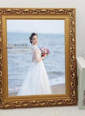 画框实木欧式相框复古白色镜框婚庆婚礼照片相框黑色油画外框定制