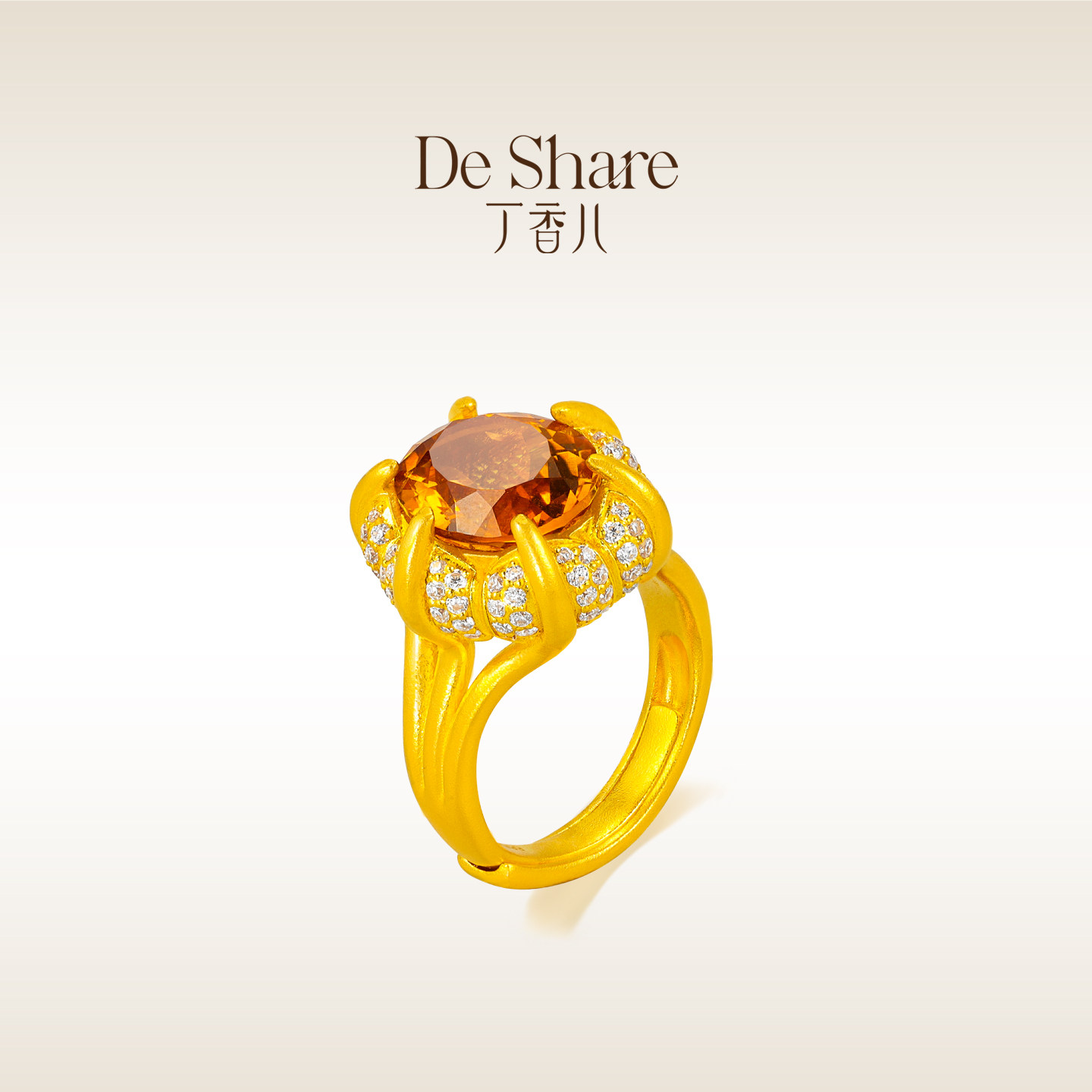 De Share Lilac Jewelry Gold Ring Women's Pure Gold 999 Ring Inlaid Ring Phantom Original