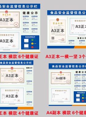 食品安全监督信息公示栏健康许可证展示板框架三合一挂墙营业执照