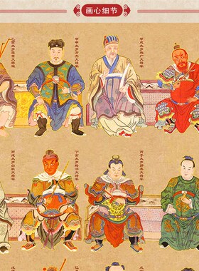 六十甲子太岁星君大将军摆台挂墙相框画 佛龛摆件壁画神像画定制