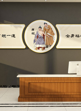 养生馆装饰画墙贴中医馆推拿形象背景墙挂壁画文化理疗店装修设计