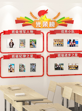 班级进步之星风采文化墙建设教室布置装饰展示墙学校学生照片墙贴