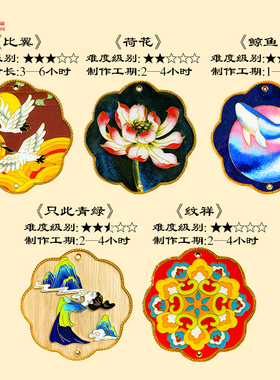 双面挂件掐丝珐琅diy材料包 荷花鲸鱼传统纹样 非遗手工礼品 釉料