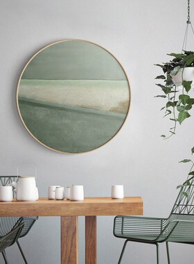 抽象入户现代装饰圆形组合沙发背景墙挂画玄关壁画客厅定做