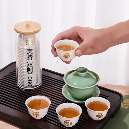 一次性功夫小茶杯耐高温小号品茗杯办公室接待稻壳杯加厚水杯定制 - 图1