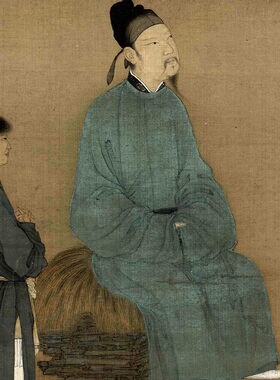 宋徽宗赵佶听琴图国画人物高清原大绢微喷绘复古制品客厅装饰挂画